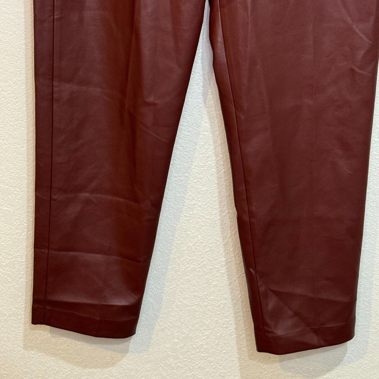 French Connection NEW Brown Crolenda Faux Leather Tapered Trouser Pants Size 6