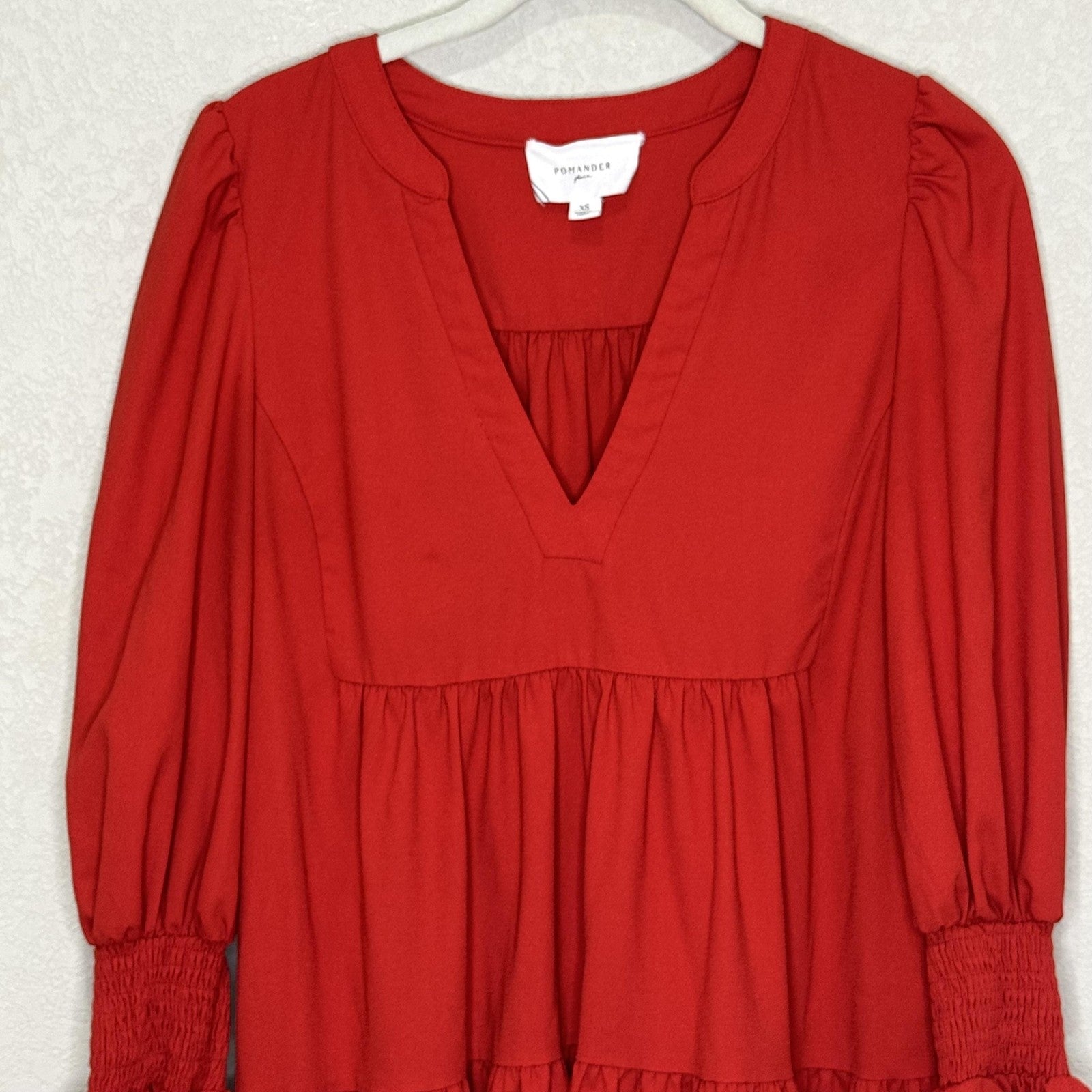 Tuckernuck Pomander Place Dress Womens XS V Neck Long Sleeve Tiered Ruffle Boho