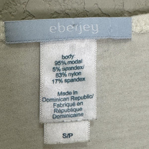Eberjey Nightgown Womens Small Ivory Lace Trim V Neck 3/4 Sleeve Sleep Shirt