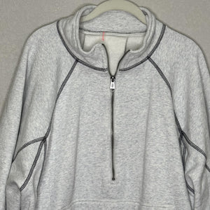 FP Movement Free People Half Court Sweatshirt Large Gray Half Zip Contrast