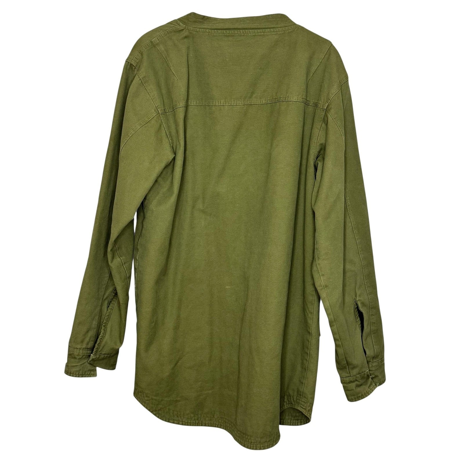 Civil Regime Jacket Womens Medium Green Embroidered Utility Open Front Pockets