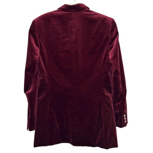 Gorsuch Ltd Blazer Womens 8 Burgundy Velvet Gold Buttons Made USA Lined Jacket