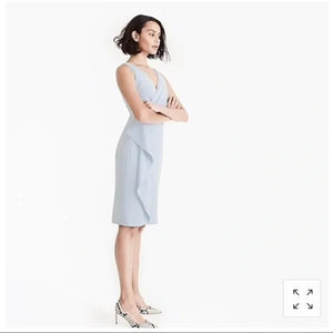 J Crew Dress Womens 10 Navy Blue 365 Faux Wrap Sleeveless Ruffle Midi J5239