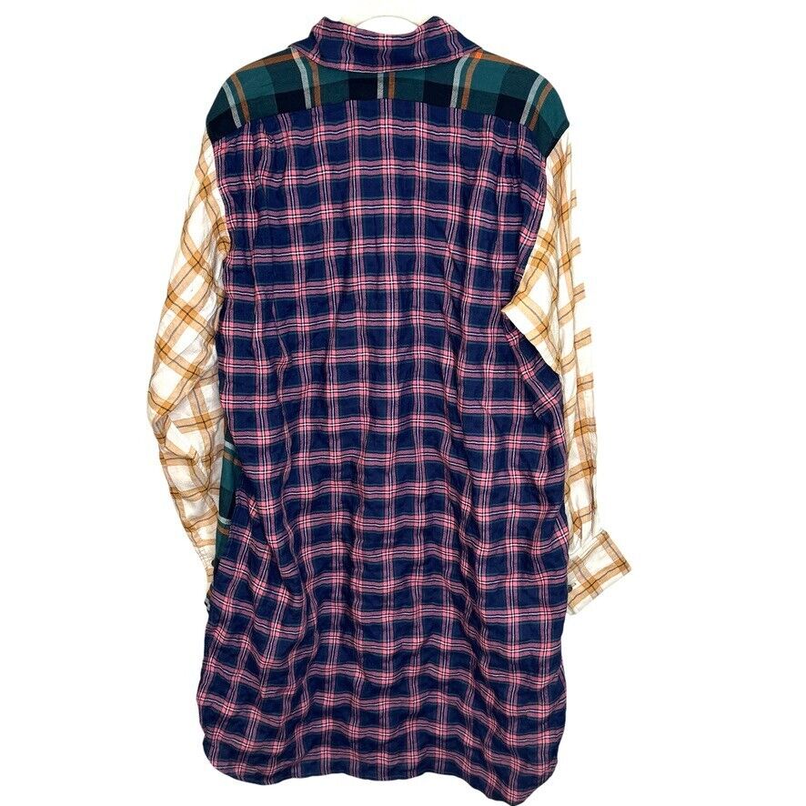 LOEWE Plaid Patchwork Check Long Shirt Tunic / Dress Size XXS (FR 32)