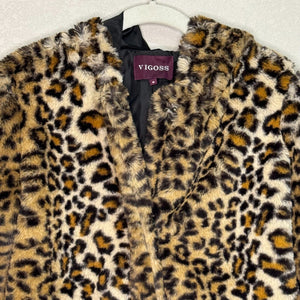 Vigoss Leopard Faux Fur Hooded Jacket Coat Size Small