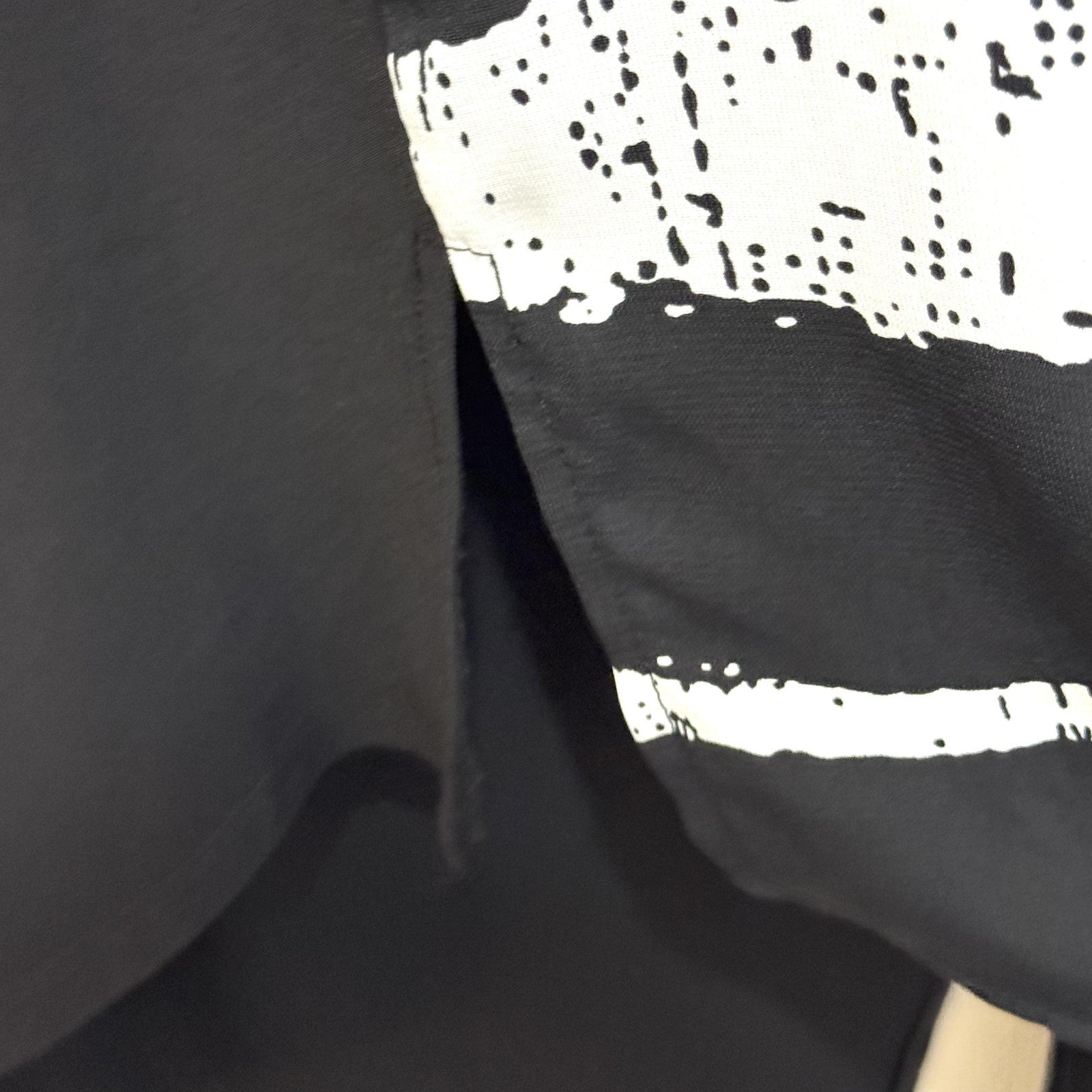 IC by Connie K Shirt Womens Large Black White Striped Oversized Tunic Made USA