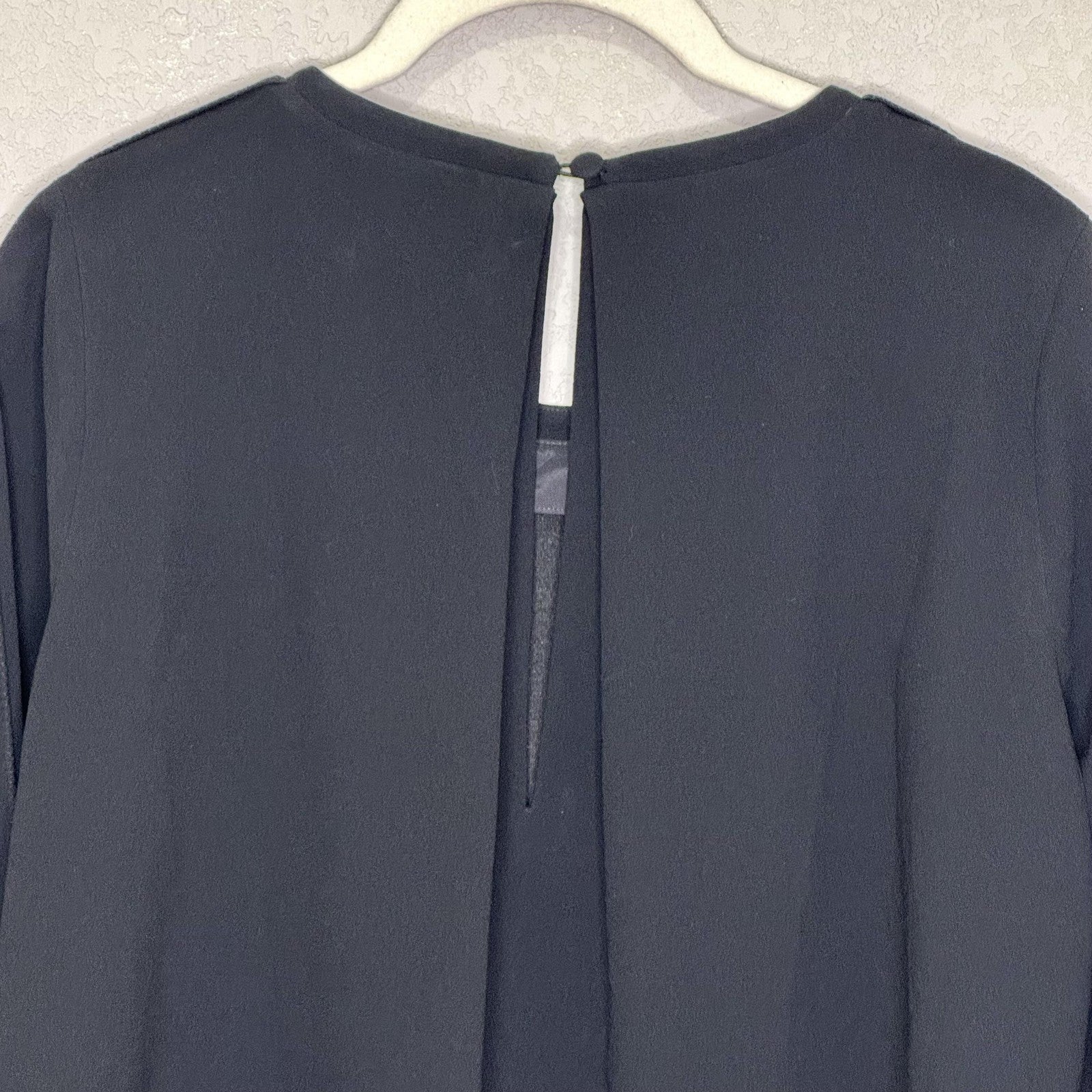 Teri Jon Textured Pullover Top Womens 6 Black Gray Studded Sleeve Dressy Blouse