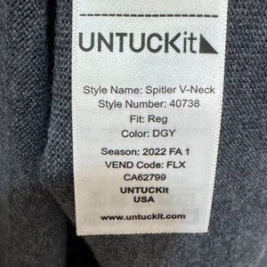 UNTUCKit Sweater Mens NEW Size Large Dark Grey Spitler Merino Wool V Neck