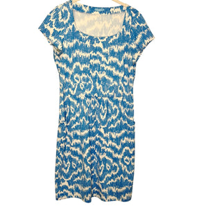 J McLaughlin Dress Size Medium Blue White Catalina Cloth
