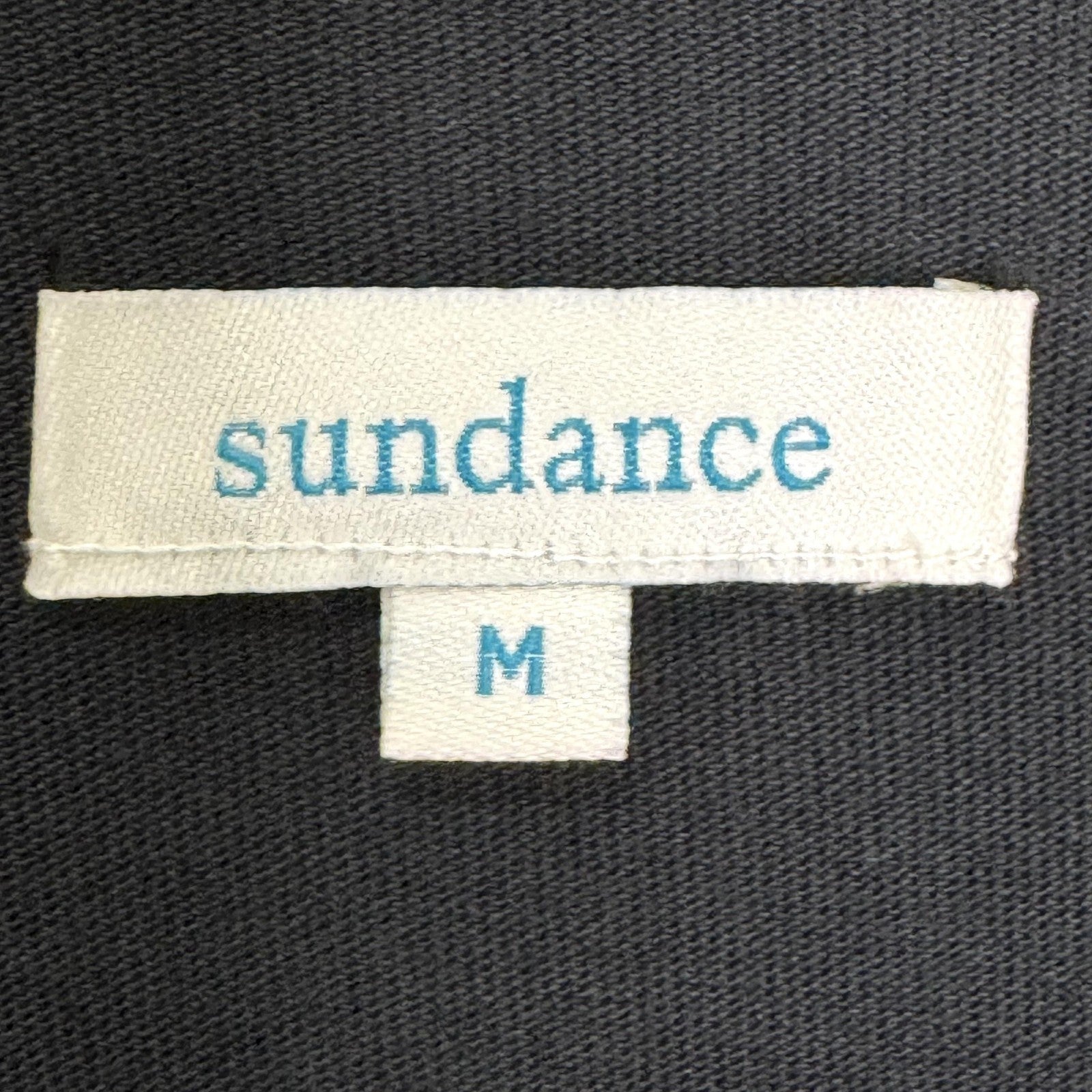 Sundance Dress Medium Charcoal Black Long Sleeve Draped Waist Midi Modal Cotton