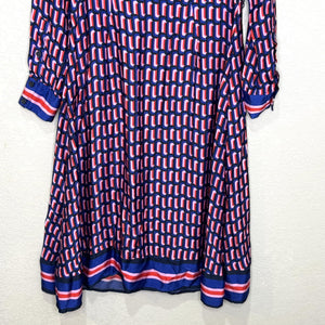 Boden Dress Womens 8 Petite Geometric Print Shirt Midi Belted Viscose