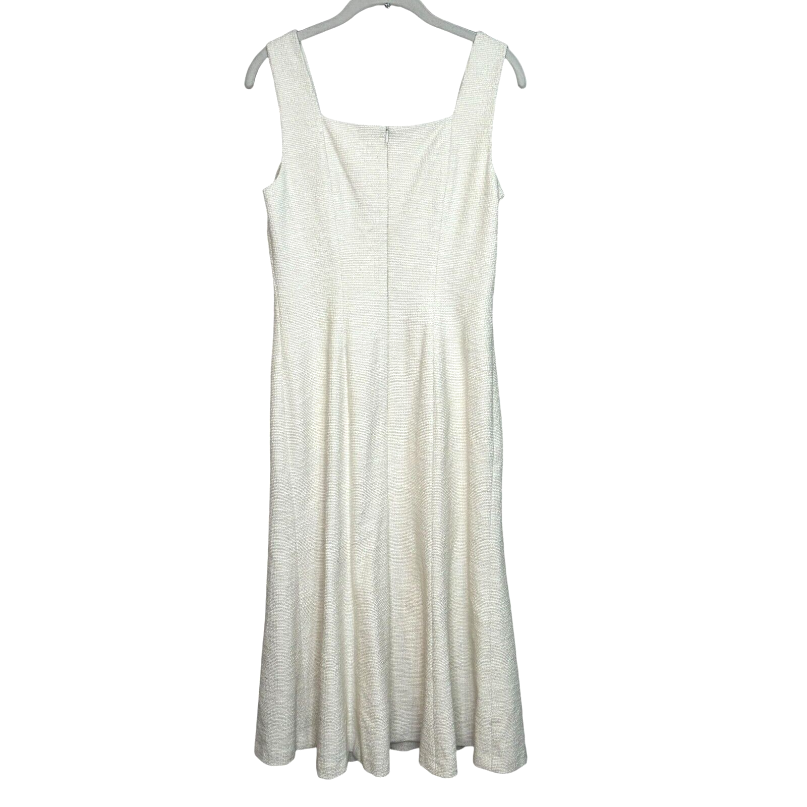 Hugo Boss Ivory Tweed Deyala Square Neck Sleeveless Midi Dress Size 6 $445