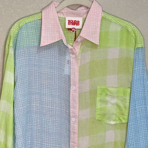 Solid & Striped Long Oxford Tunic Painted Gingham Mini Grid Size Medium NEW $178