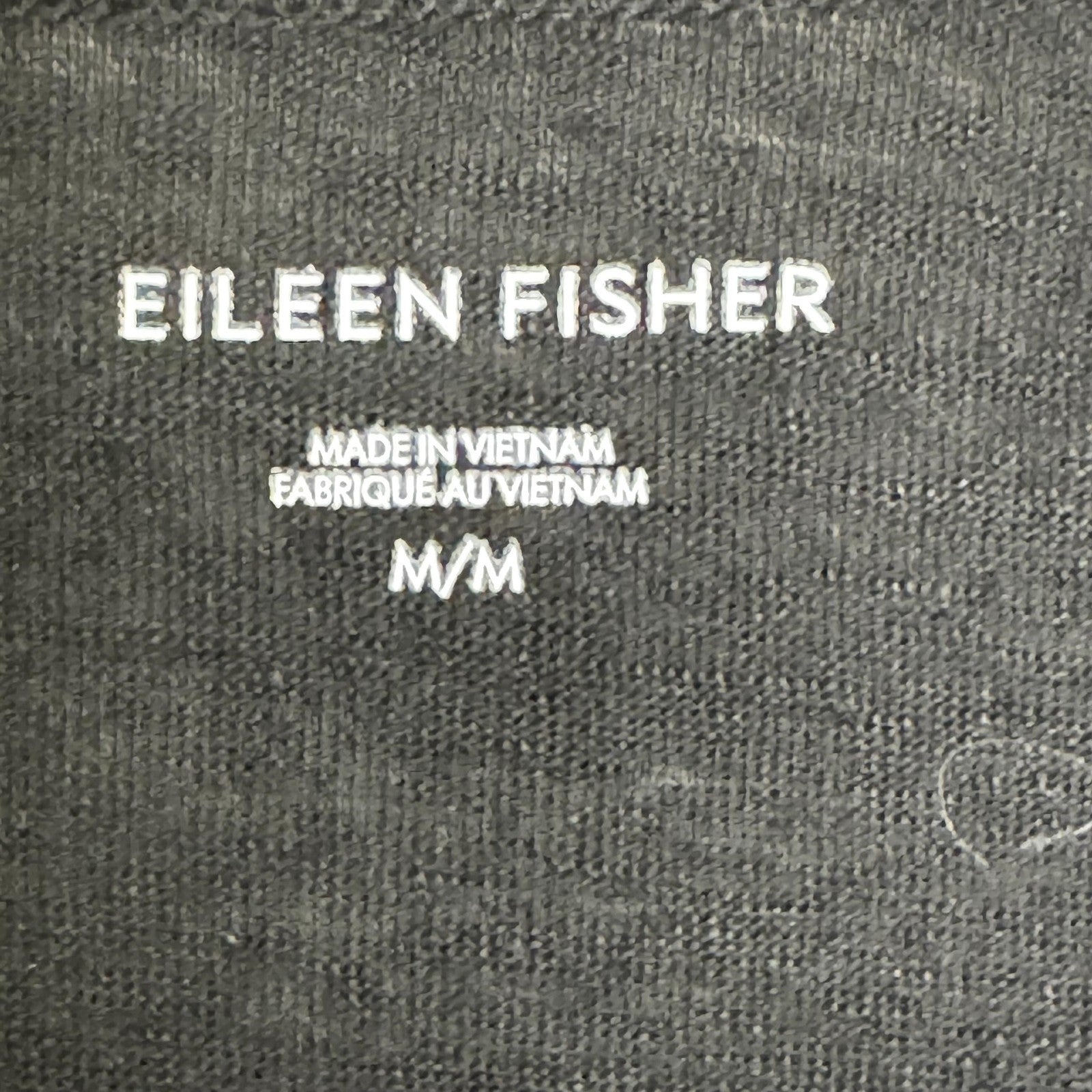 Eileen Fisher Tunic Womens Medium Black Organic Linen 3/4 Sleeve Relaxed Fit Top