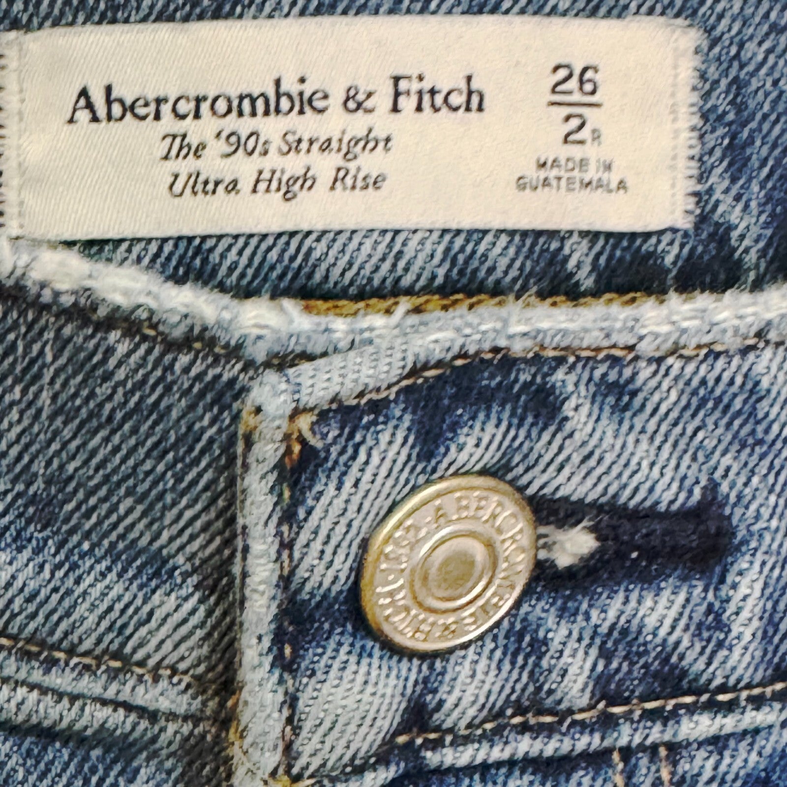 Abercrombie Ultra High Rise Jeans Size 26 Blue The 90's Straight