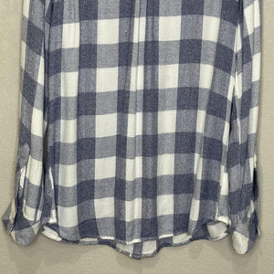 Rails Shirt Womens Medium Blue White Buffalo Plaid Button Up Long Sleeve Rayon