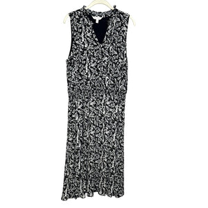 Garnet Hill Dress Womens Medium Floral Sleeveless Midi Pockets Viscose