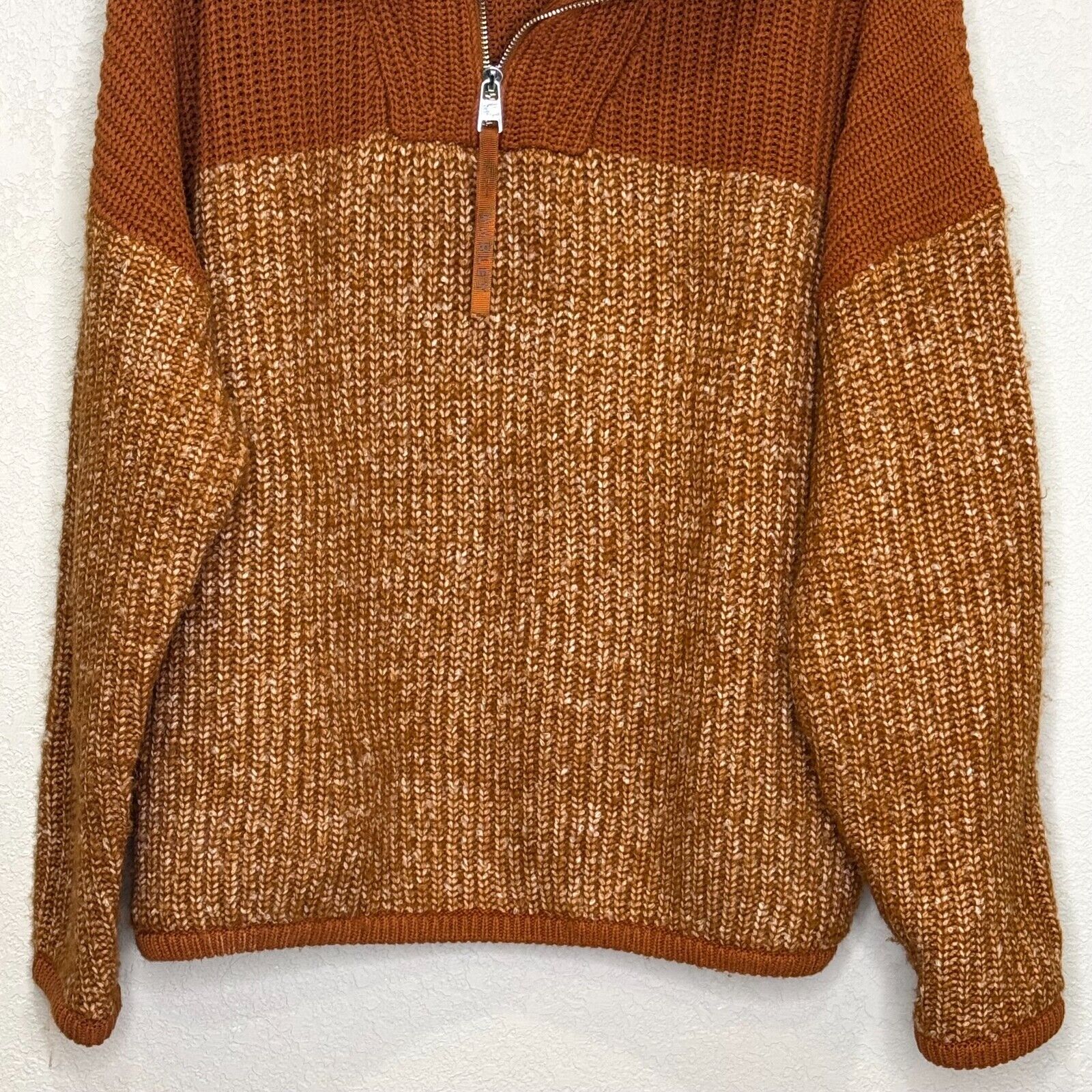 Varley Sweater Willard Knit Half Zip Sweater Size Small Rust $178