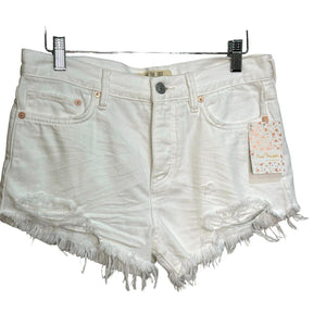 Free People White Loving Good Vibrations Shorts Button Fly Size 26 NEW $68