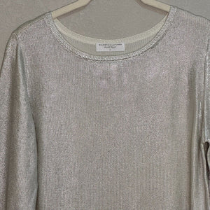 Majestic Filatures Metallic Silver Long Sleeve Sweater Size Small NEW $398