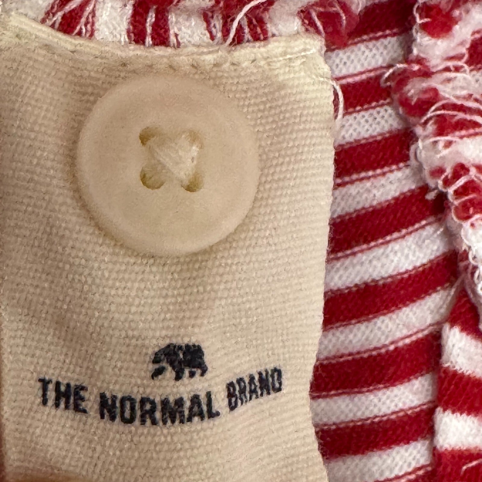 The Normal Brand Mens Red White Striped Polo Shirt Top Size Large