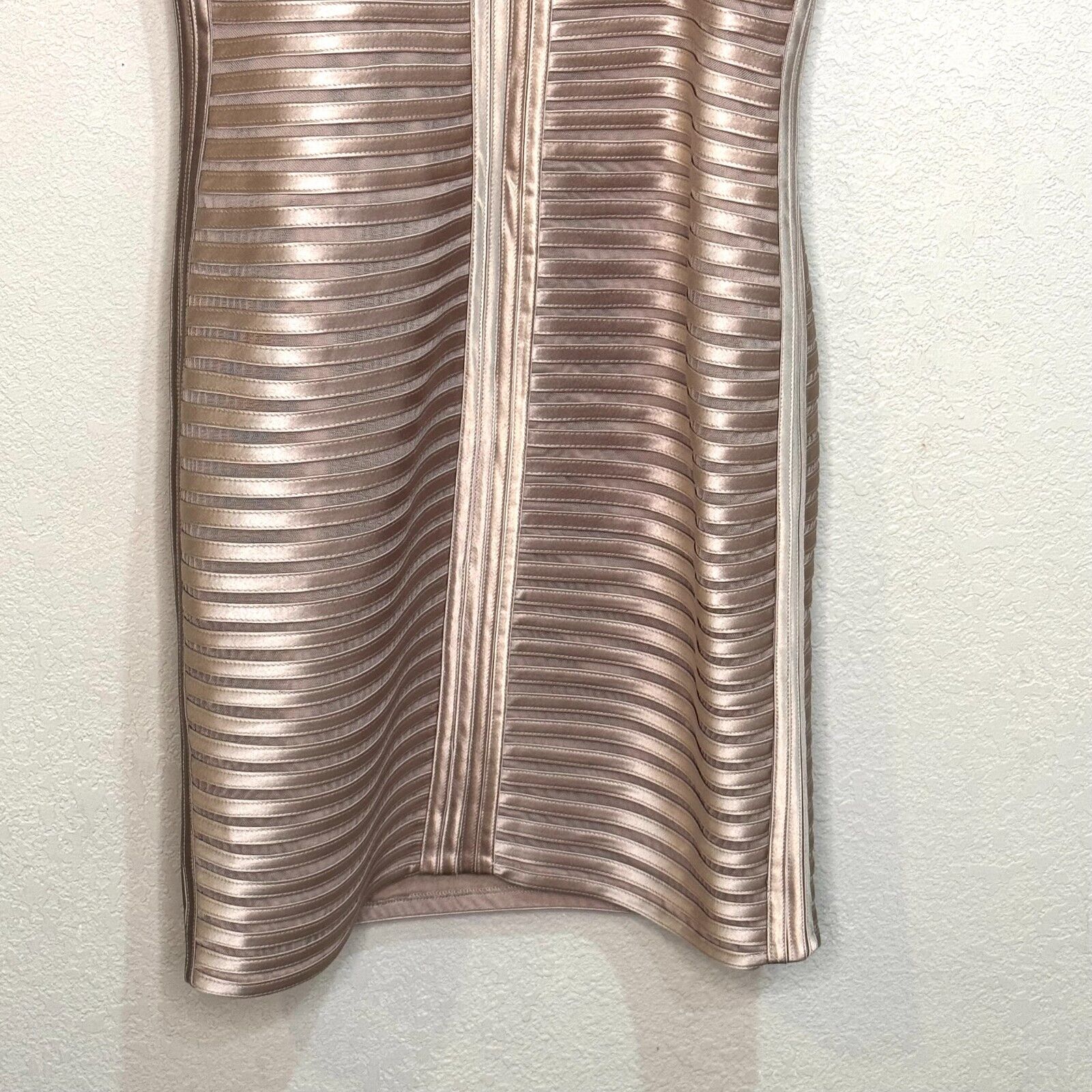 BCBGMaxazria NEW Pumice Beige Rivas Bandage Bodycon Mini Dress Size 10 $328