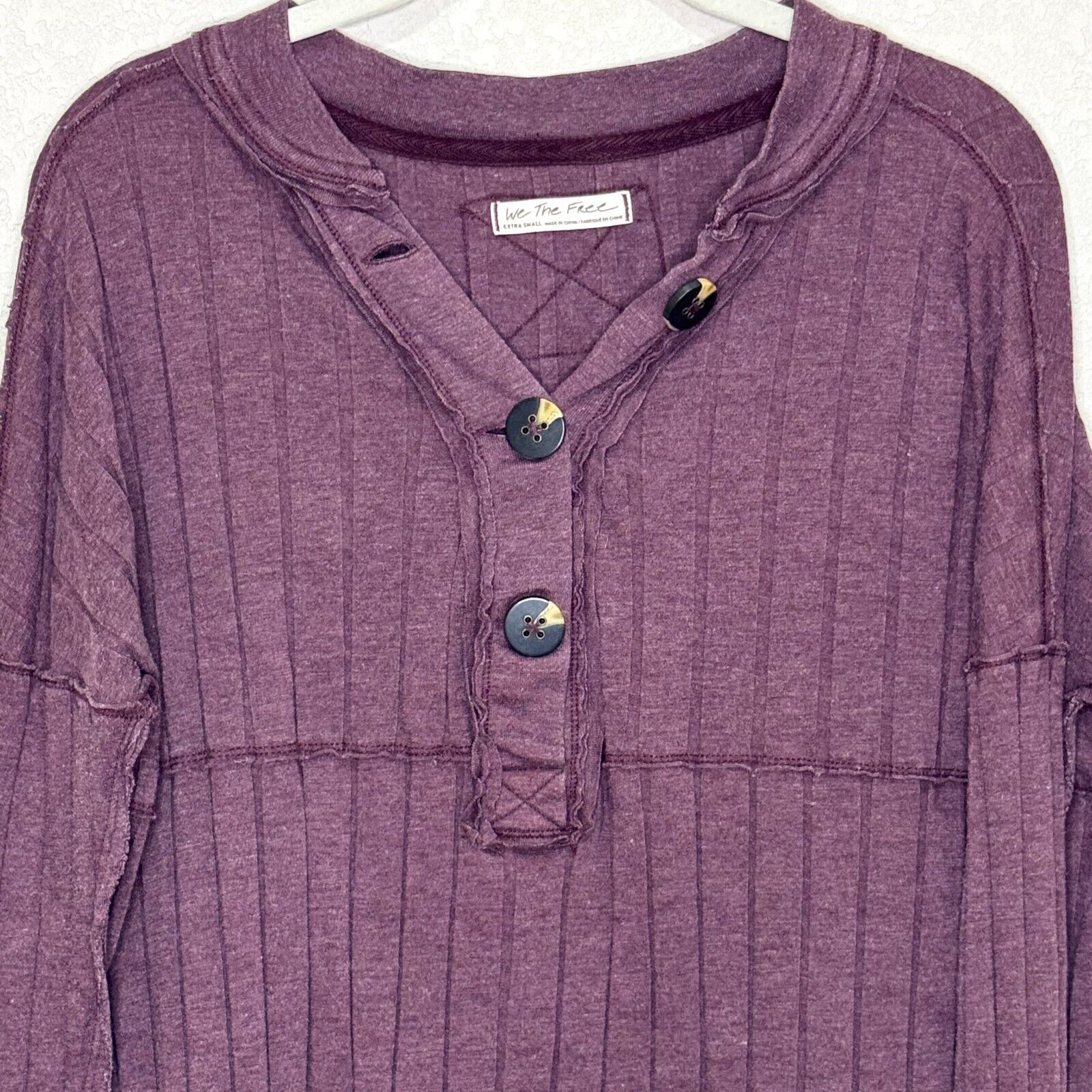 We The Free People In The Mix Henley Top Size XS Purple Magic Berry