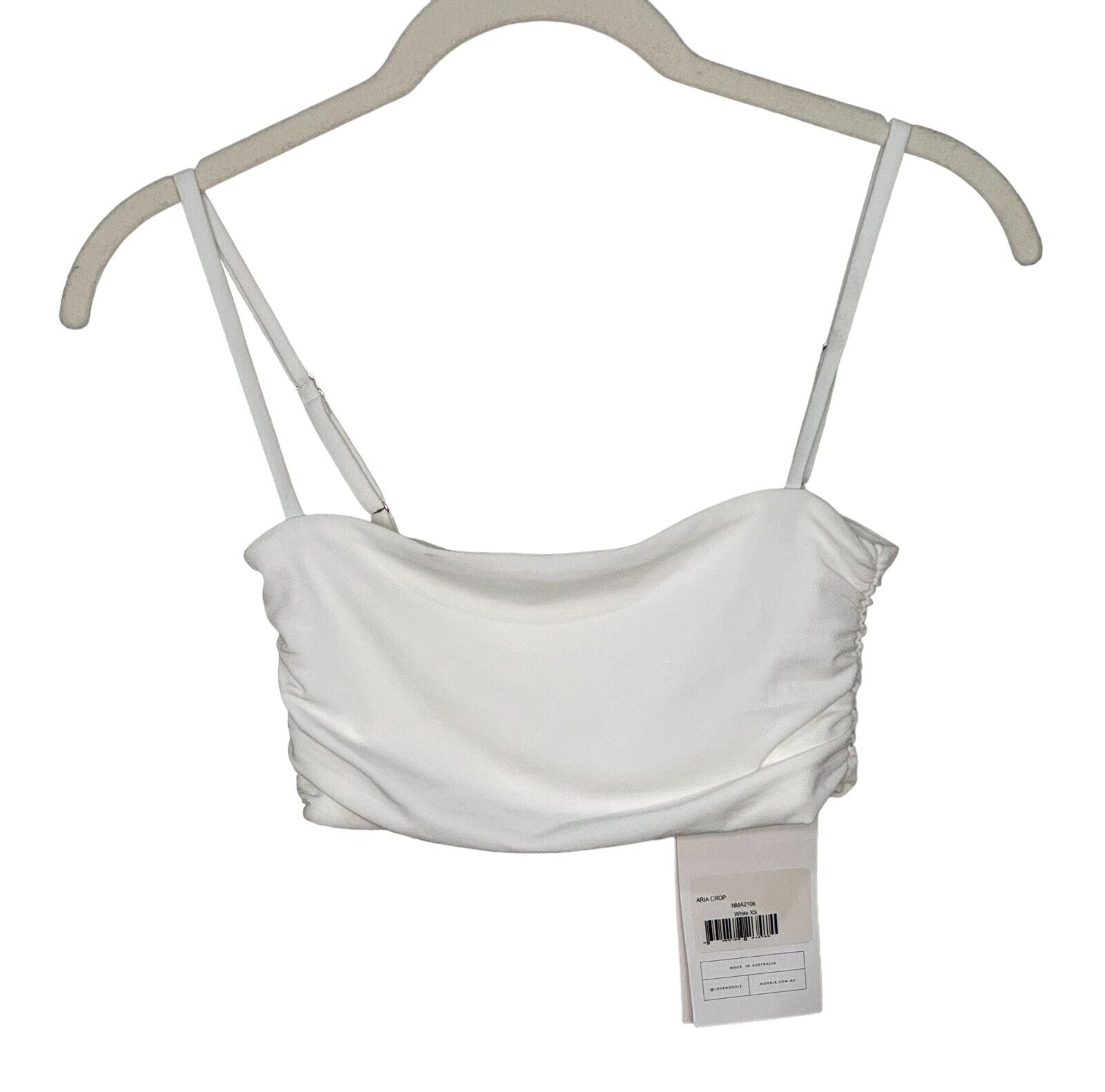 Nookie White Aria Back Zip Crop Top Size XSmall NEW $139