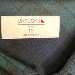 UNTUCKit Green Navy Blue Plaid Shirt Dress Size 10