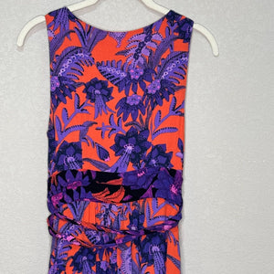 Anthropologie Maeve Macie Maxi Dress Size 4 Red Purple Floral Sleeveless Belted