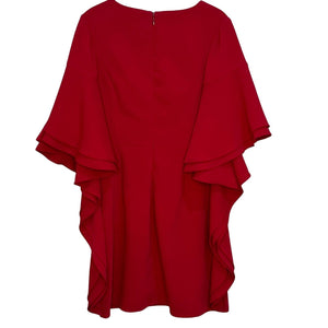 Halston Heritage Crimson Crepe Flounce Sleeves Cocktail Dress Size 6 NEW $325