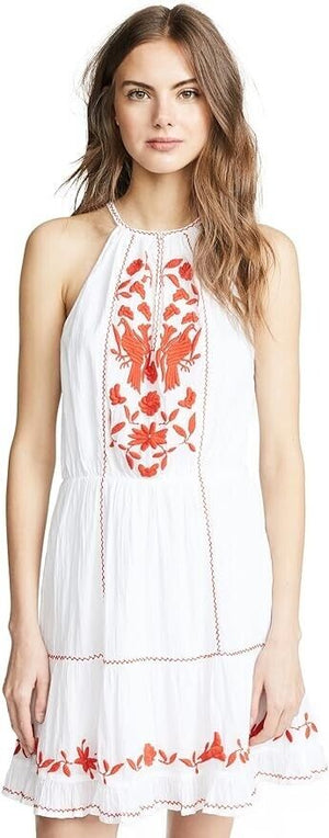 Joie Clemency Red White Cotton Embroidered Halter Neck Dress Size Small NEW $298