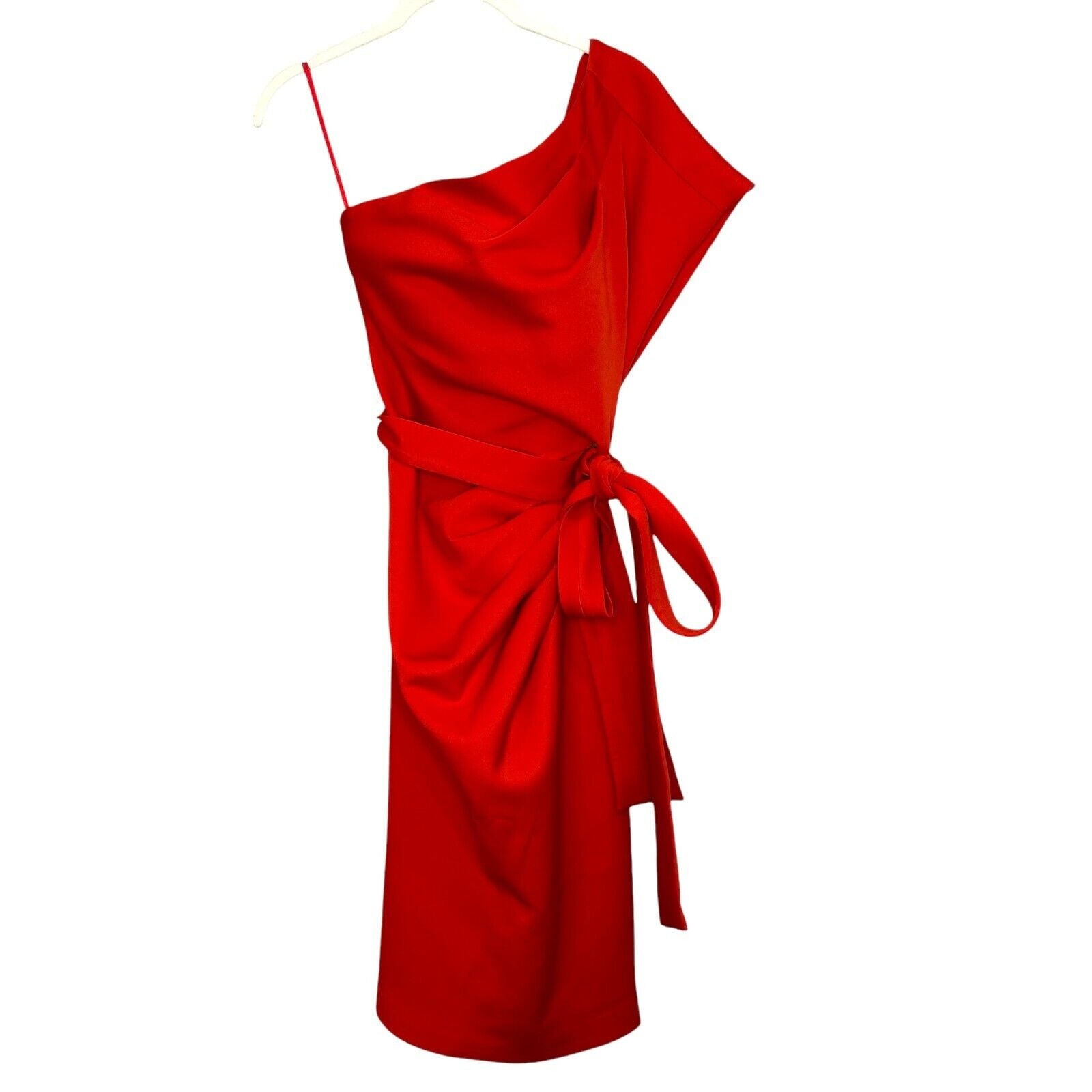 Jovani NEW Tomato Red Scuba One-Shoulder Sleeveless Sheath Dress Size 6 $550