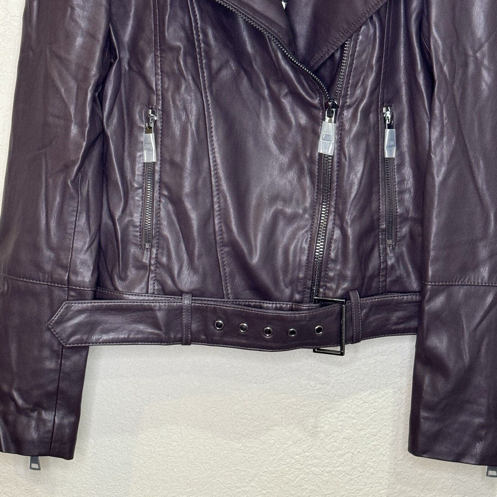 Ted Baker NEW Deep Purple Pipiy Vegan Biker Motorcycle Jacket Size Small (3)