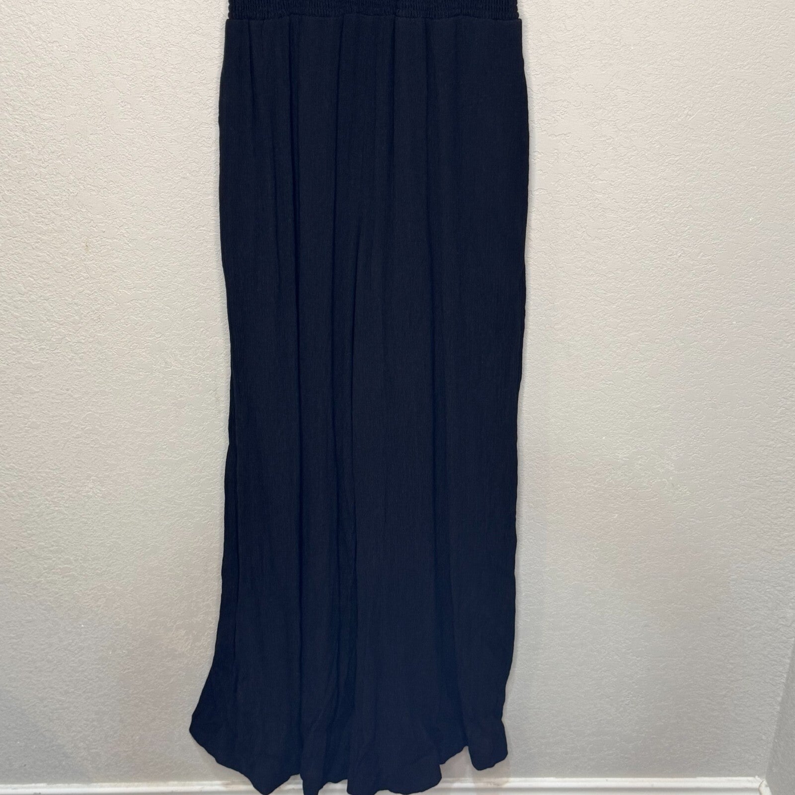 Anthropologie Jumpsuit Size Medium Black Bionda Plisse Smocked Waist Halter Neck