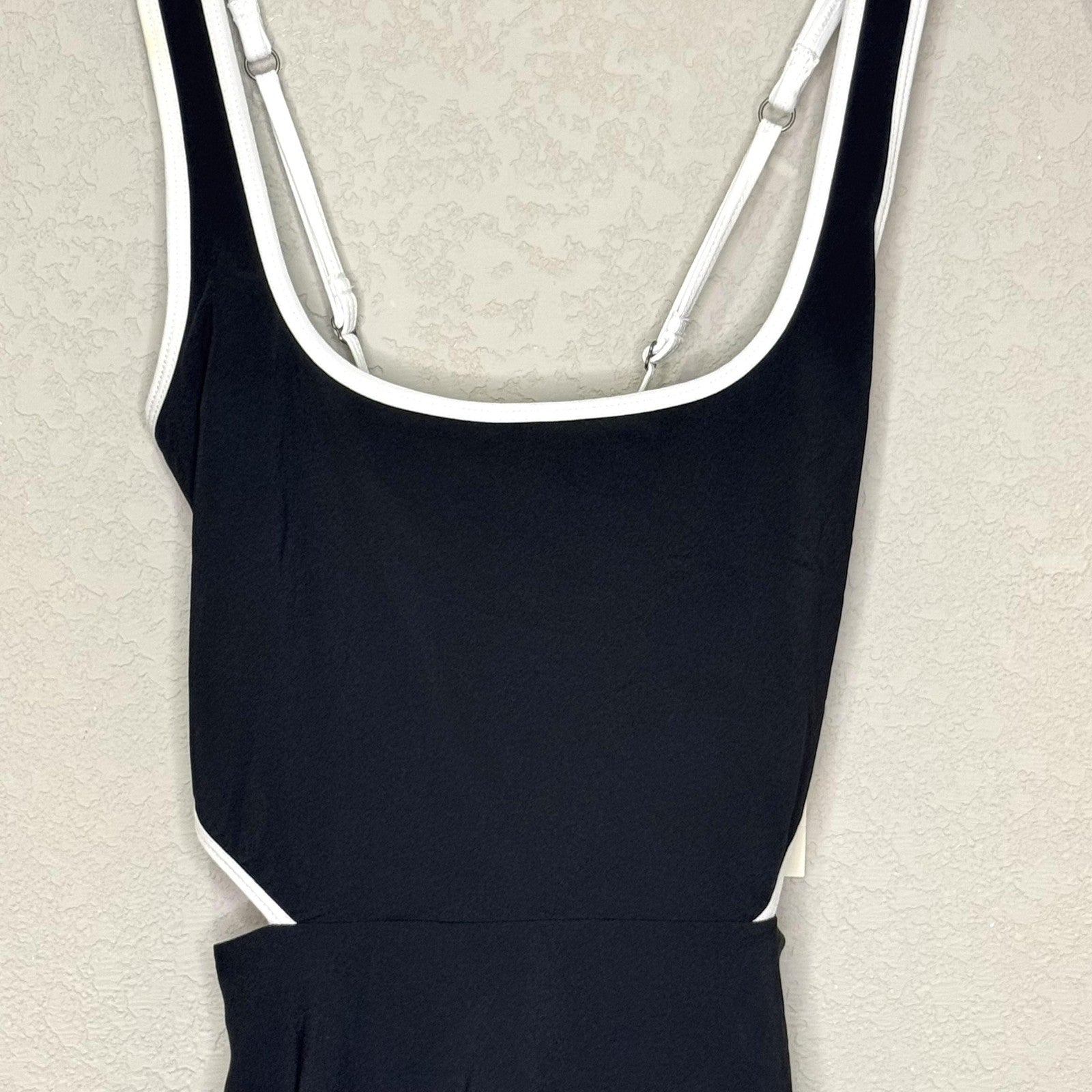 Abercrombie & Fitch Dress Womens Small Black White Trim Cutout Fit Flare NWT