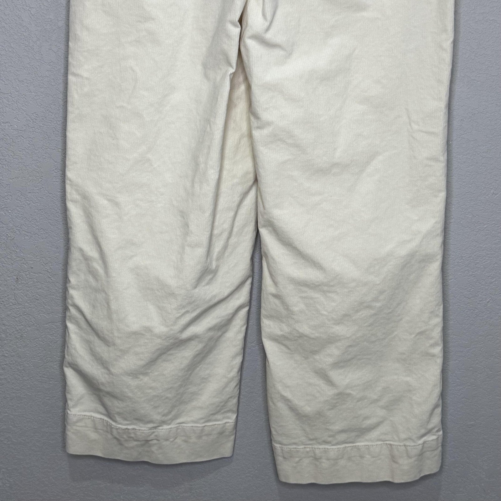 Avec Les Filles Pants Womens 12 Cream High Rise Cropped Wide Leg Utility Stretch