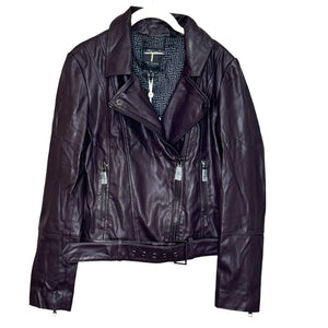 Ted Baker NEW Deep Purple Pipiy Vegan Biker Motorcycle Jacket Size Small (3)