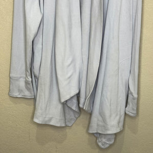 Athleta Cardigan Sweater Womens 1X Light Blue Open Front Draped Rib Knit Tencel