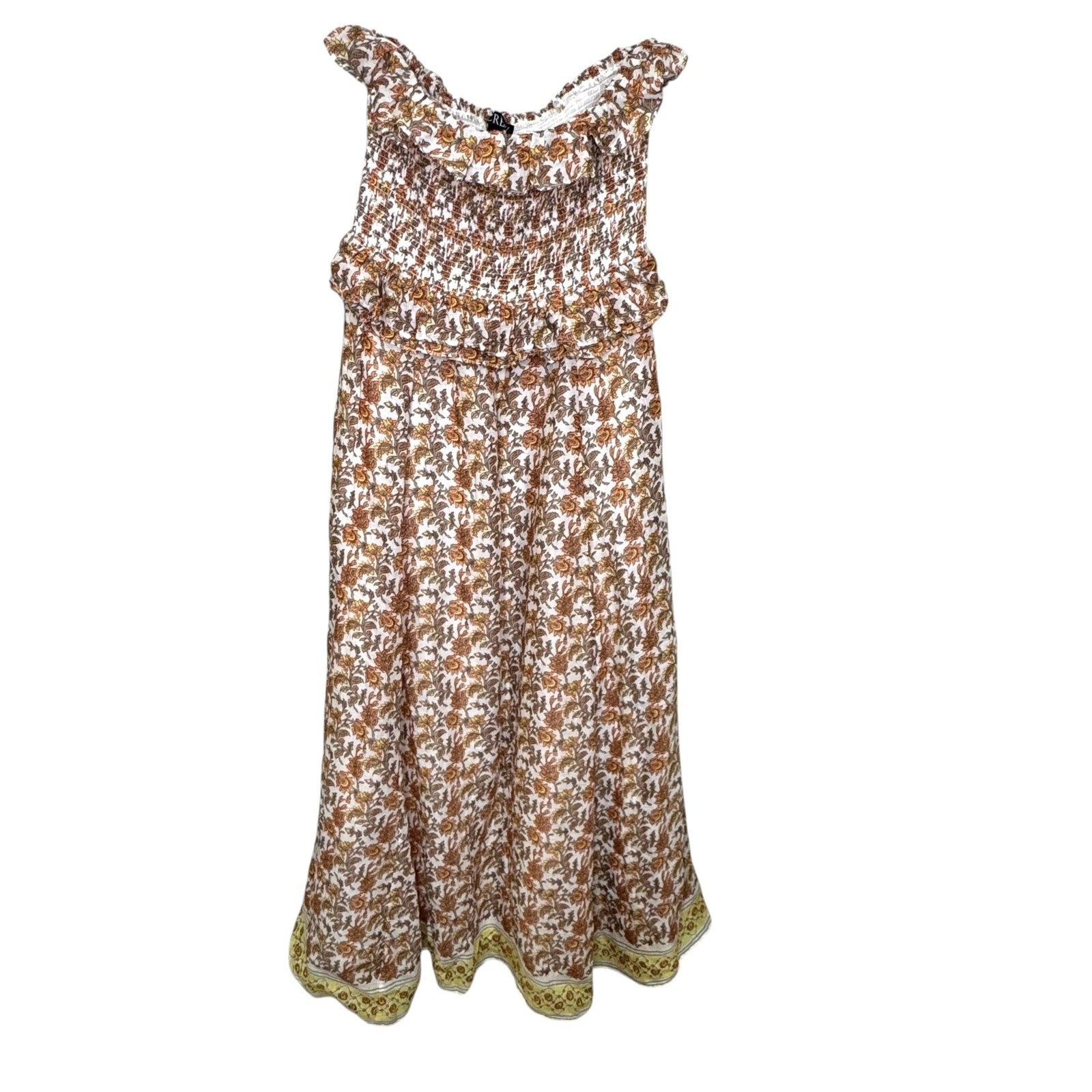 J.Crew Dress Womens Small Multi Floral Smocked Strapless Convertible Midi CK836