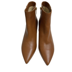 L'Agence Jeanne Boots Womens Size 39 Brown Leather Pointed Toe Block Heel Spain