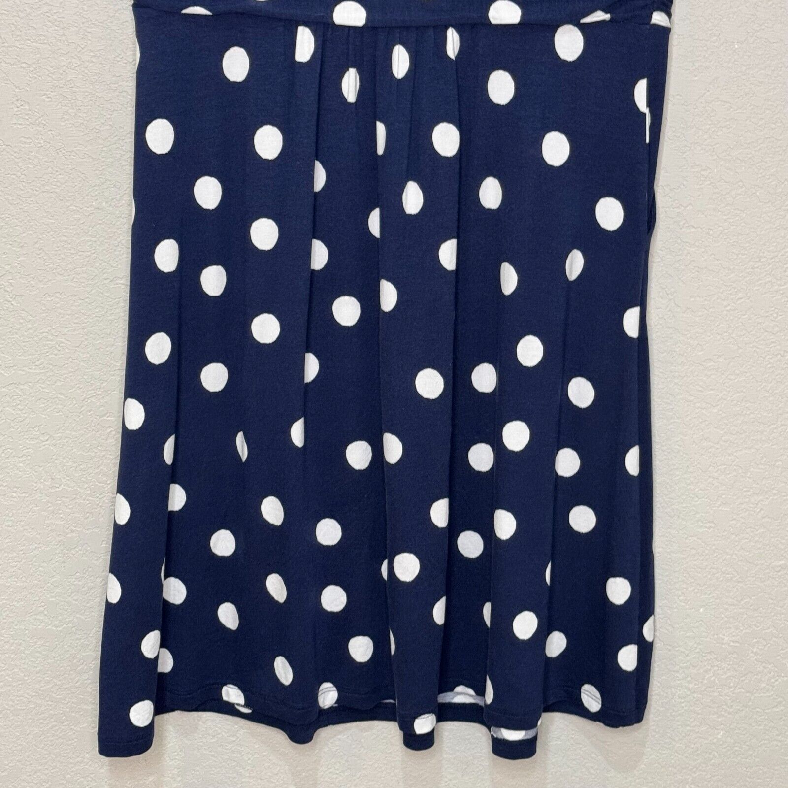 Boden Amelie Jersey Dress Size 8 Navy Blue White Painterly Spot Polka Dots