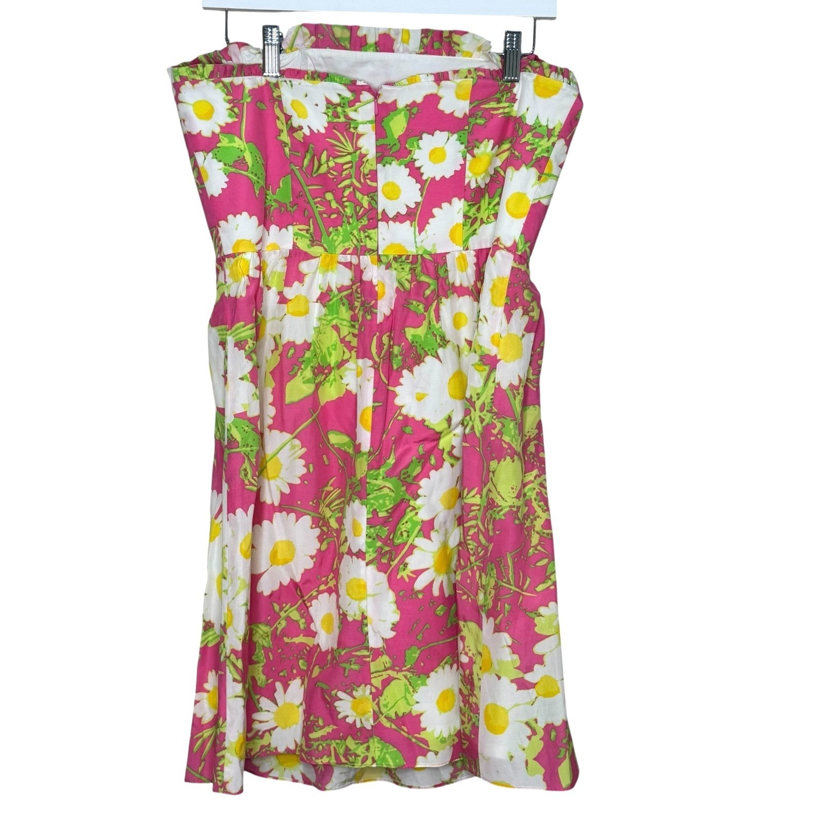 Lilly Pulitzer Briddie Strapless Dress Size 8 Daisy Floral Sundress Retro Mod
