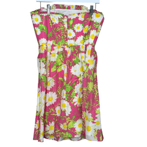 Lilly Pulitzer Briddie Strapless Dress Size 8 Daisy Floral Sundress Retro Mod