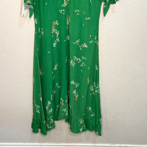 Faithfull The Brand Emilia Midi Green Floral Print Midi Dress Size 10 NEW $189