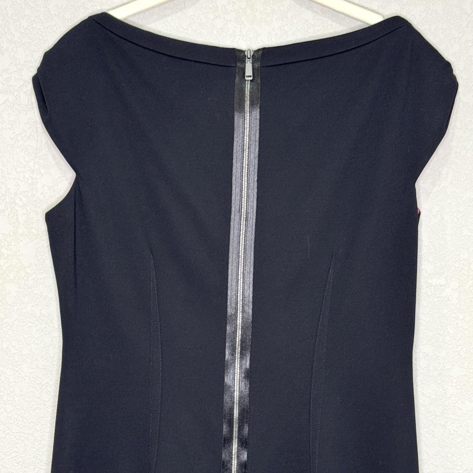 Elie Tahari Dress Womens 6 Black Metallic Sheath Sleeveless Tweed Panel Career