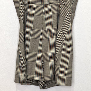 Urban Outfitters Cassidy Shorts Romper Medium Brown Plaid Square Neck