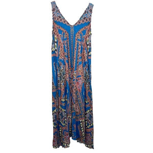 Anthropologie Hemant & Nandita Dress Size Small Blue Zarna Floral Maxi $228