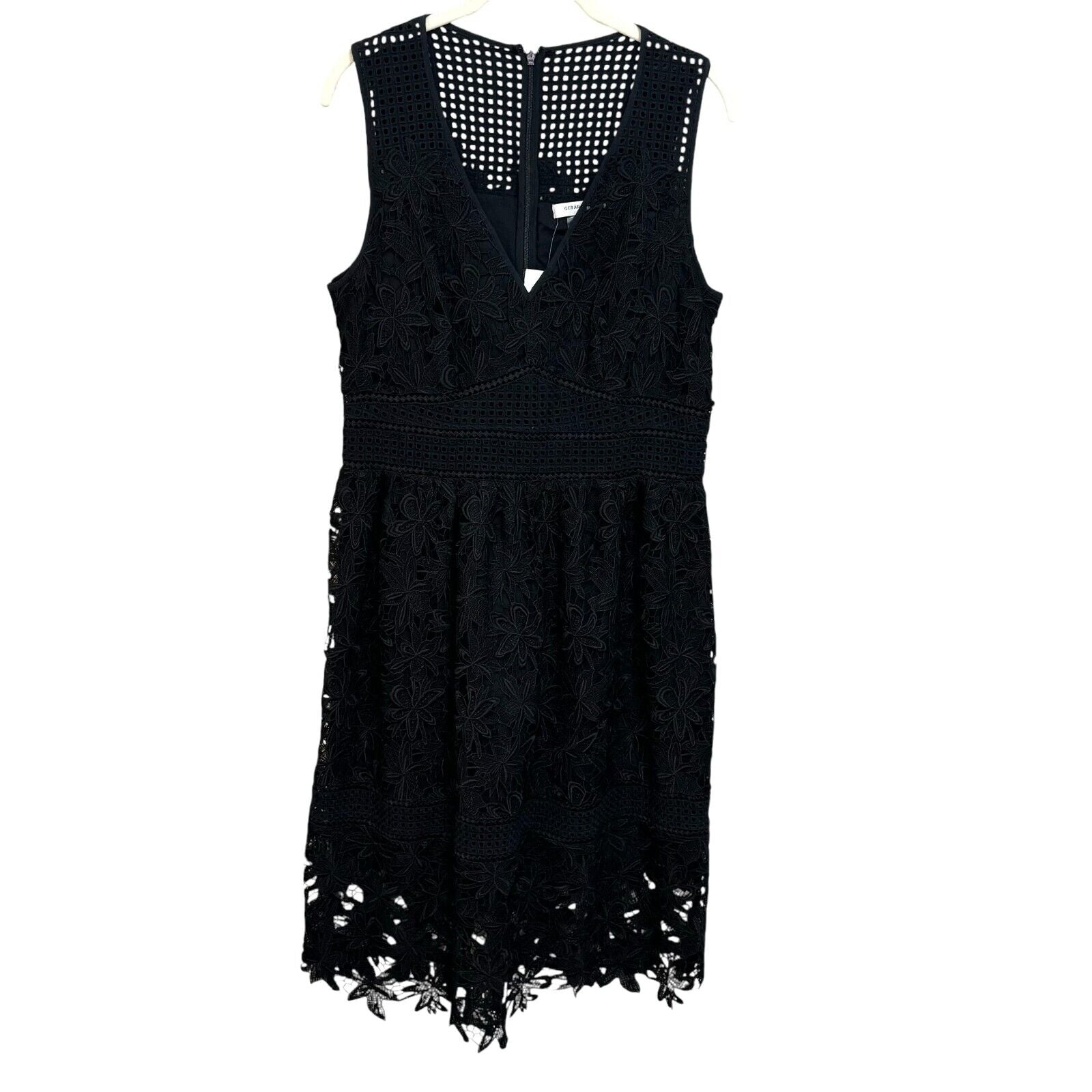 Gerard Darel NEW Black Sleeveless V-Neck Aurora Lace Dress US Size 8 (40) $410