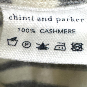 Chinti and Parker Sweater Womens Medium Gray White Stripe 100% Cashmere Heart